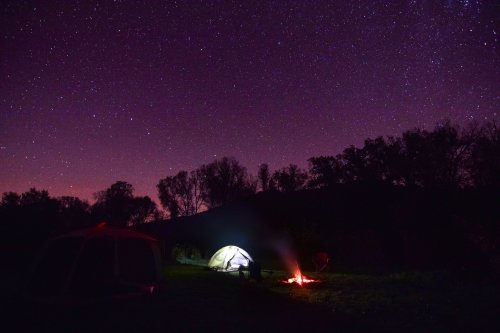 view of night sky from campsite K